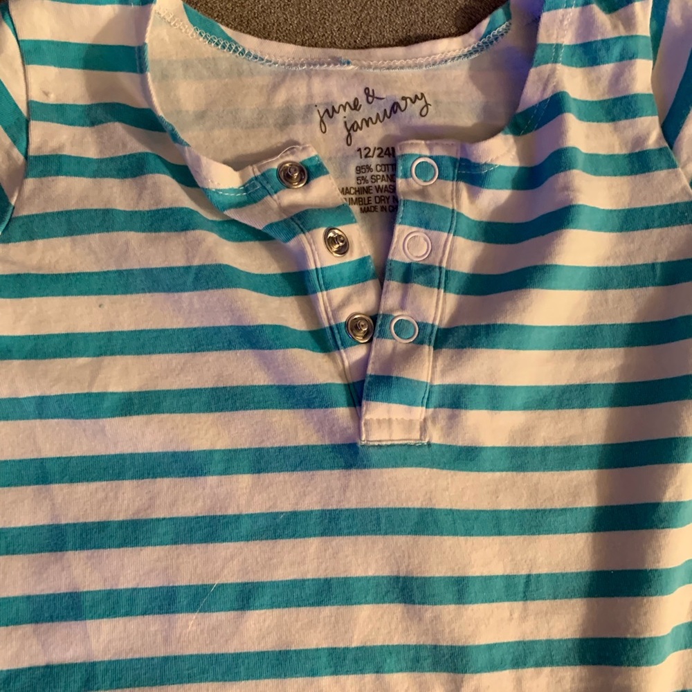 12-24M June & January Striped Romper, gently worn